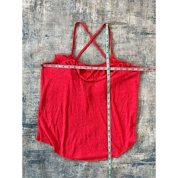 NWT! Chaser Pinkish Red Strappy Cross Back Linen Blend Tank Medium - Picture 5 of 7